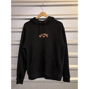 Y2k Billabong Black Hoodie with Logo Print Size Small